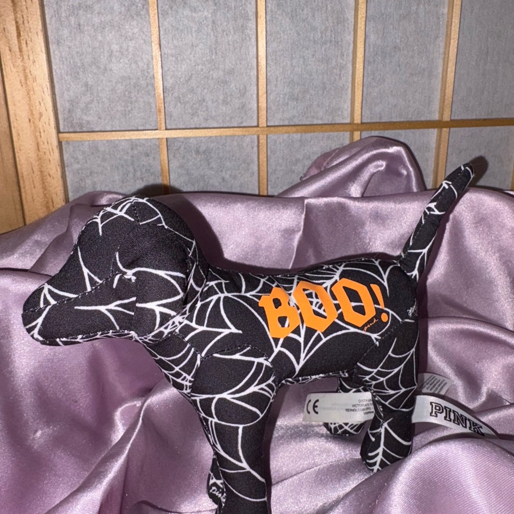 PINK Limited Edition Halloween 2023 Black and White Spiderweb Collectible Dog